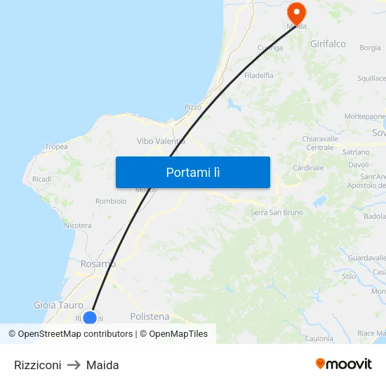 Rizziconi to Maida map