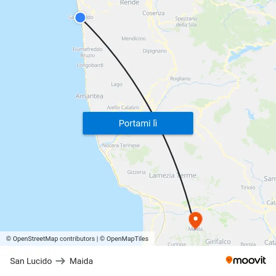 San Lucido to Maida map