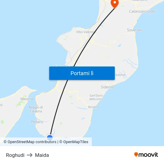 Roghudi to Maida map