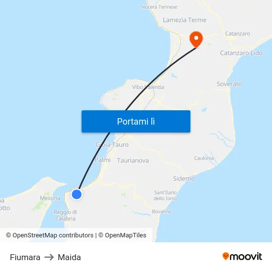 Fiumara to Maida map