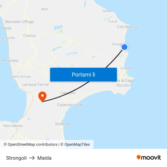 Strongoli to Maida map