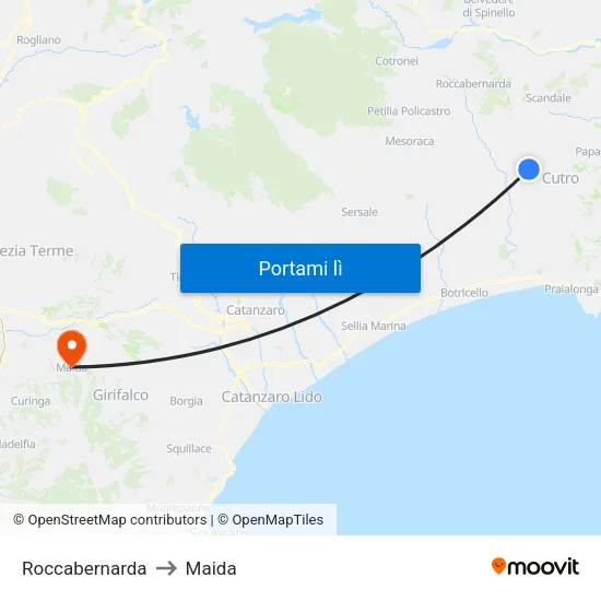 Roccabernarda to Maida map