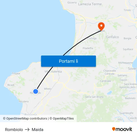 Rombiolo to Maida map