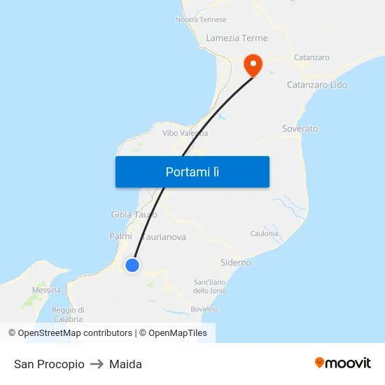 San Procopio to Maida map