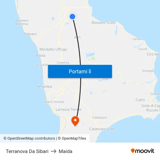 Terranova Da Sibari to Maida map