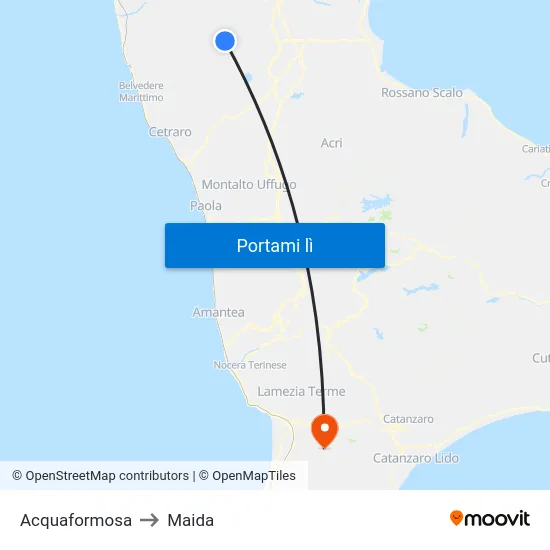 Acquaformosa to Maida map