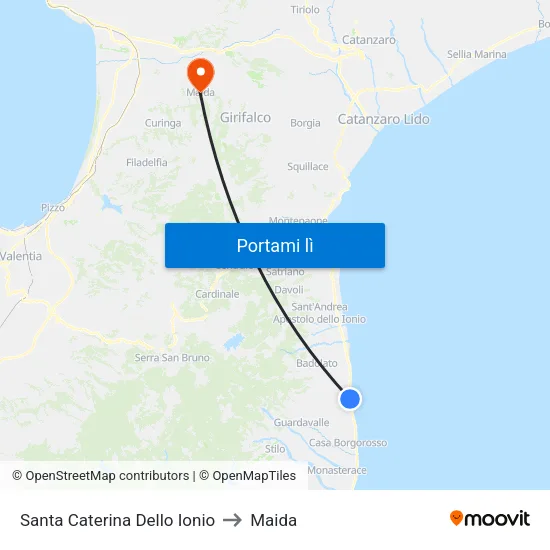 Santa Caterina Dello Ionio to Maida map