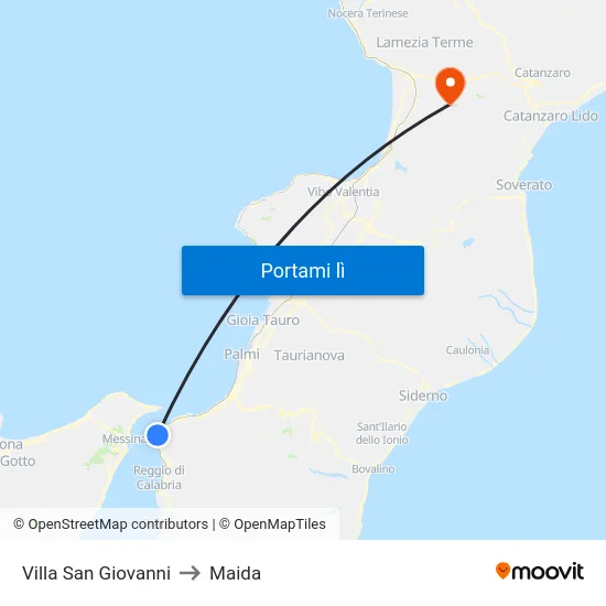Villa San Giovanni to Maida map