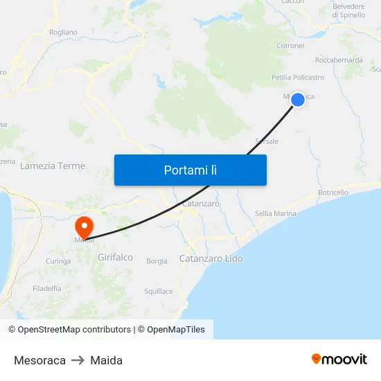 Mesoraca to Maida map