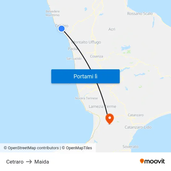 Cetraro to Maida map