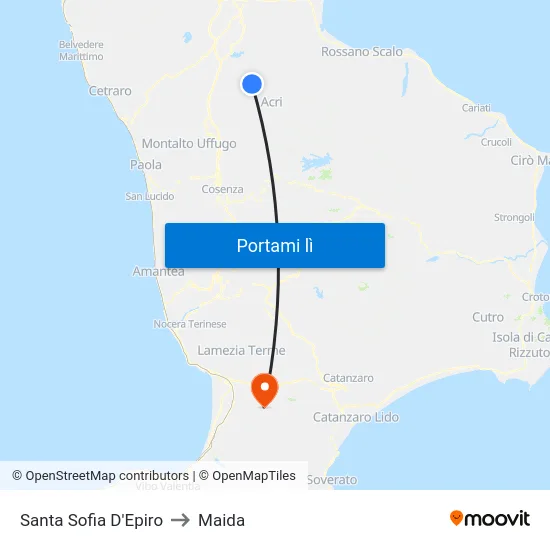 Santa Sofia D'Epiro to Maida map