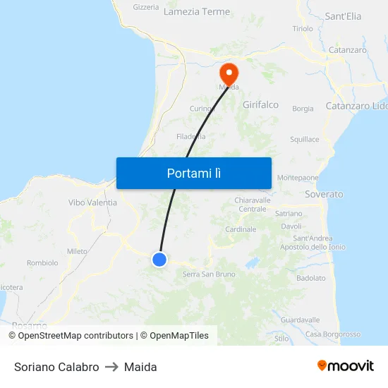 Soriano Calabro to Maida map