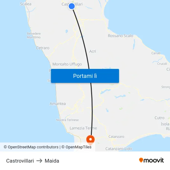 Castrovillari to Maida map