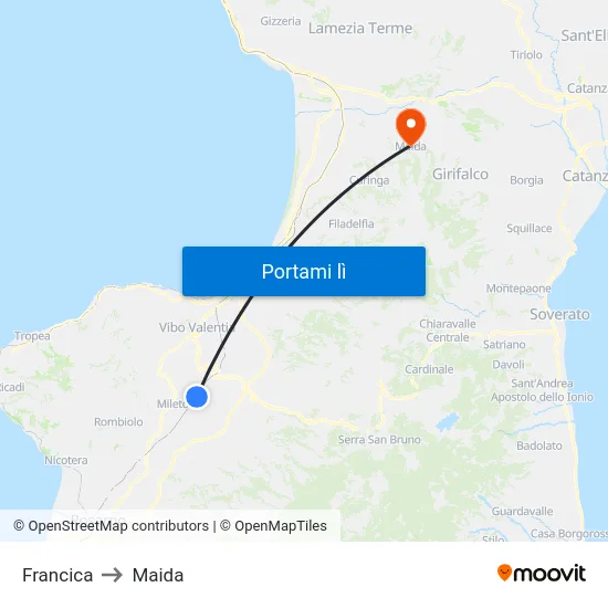 Francica to Maida map