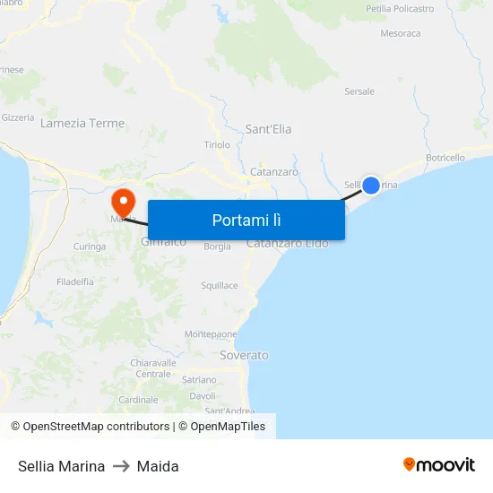 Sellia Marina to Maida map