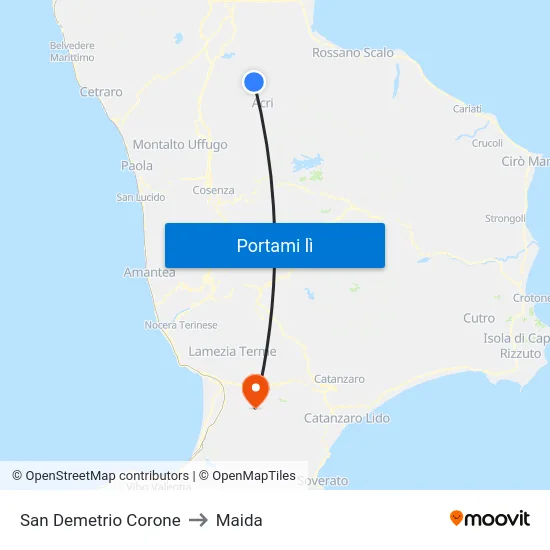 San Demetrio Corone to Maida map