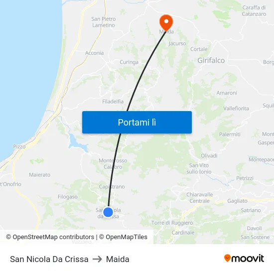 San Nicola Da Crissa to Maida map