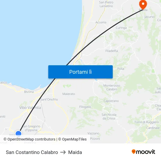 San Costantino Calabro to Maida map