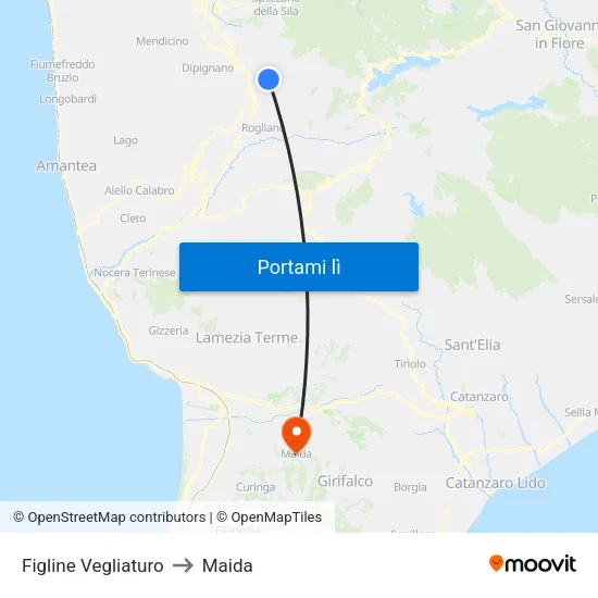 Figline Vegliaturo to Maida map