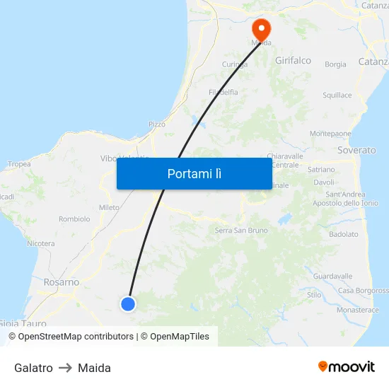 Galatro to Maida map