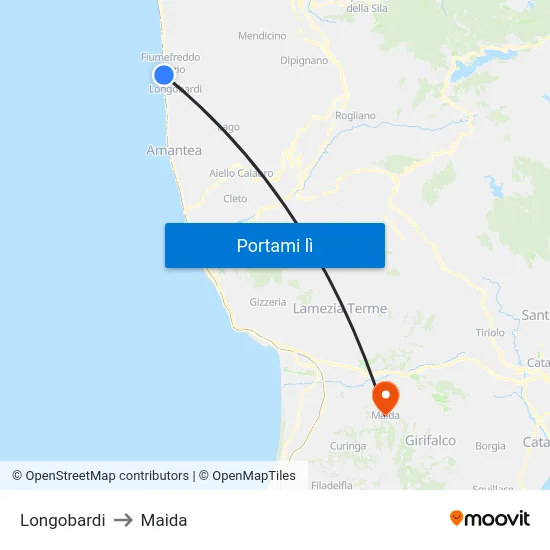Longobardi to Maida map