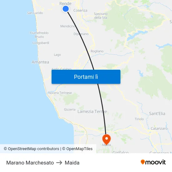 Marano Marchesato to Maida map