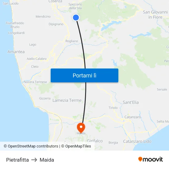 Pietrafitta to Maida map