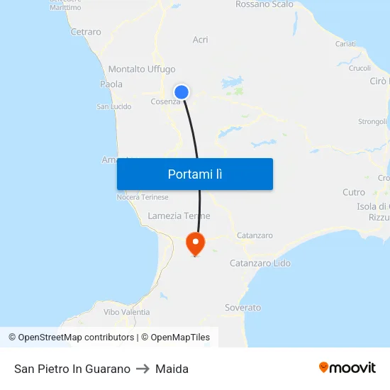 San Pietro In Guarano to Maida map
