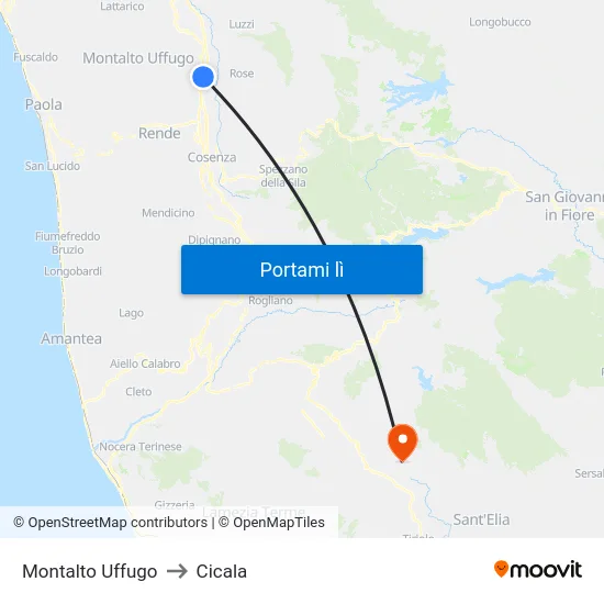 Montalto Uffugo to Cicala map