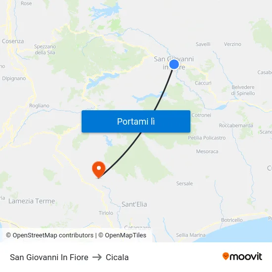 San Giovanni In Fiore to Cicala map