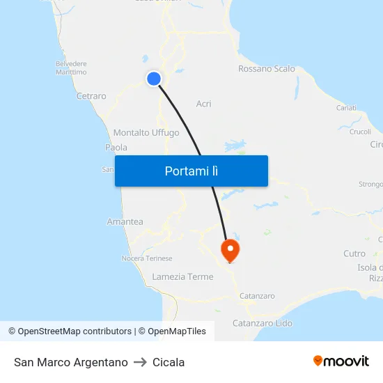 San Marco Argentano to Cicala map