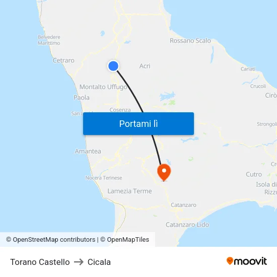 Torano Castello to Cicala map