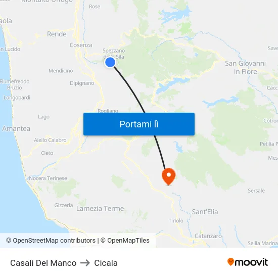 Casali Del Manco to Cicala map