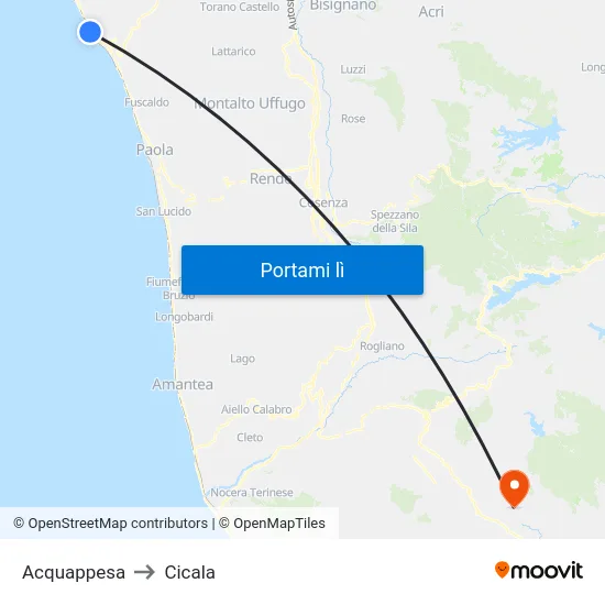 Acquappesa to Cicala map