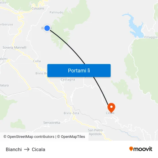 Bianchi to Cicala map
