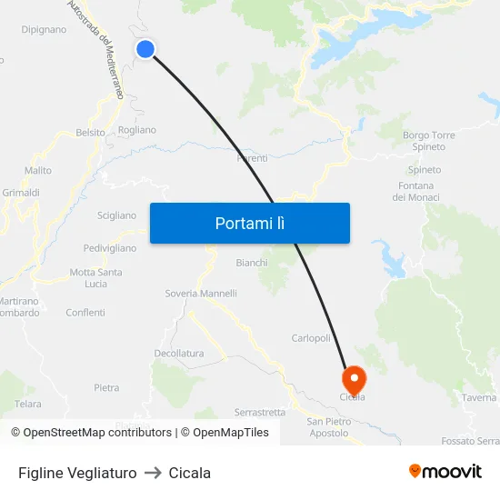 Figline Vegliaturo to Cicala map