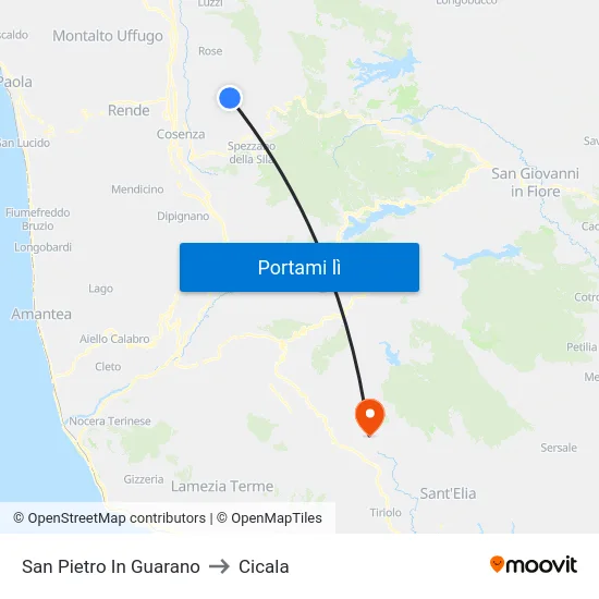 San Pietro In Guarano to Cicala map