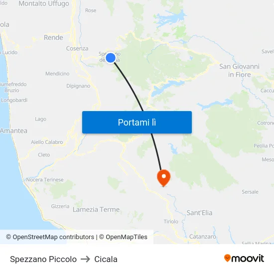 Spezzano Piccolo to Cicala map