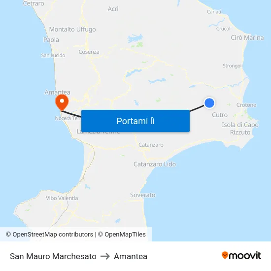 San Mauro Marchesato to Amantea map