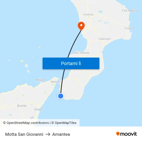 Motta San Giovanni to Amantea map