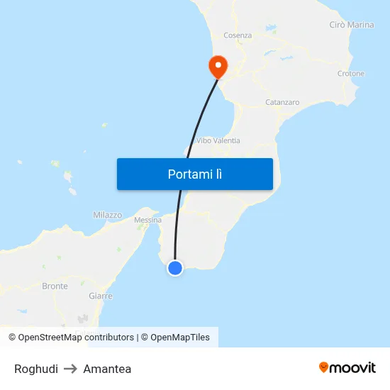 Roghudi to Amantea map