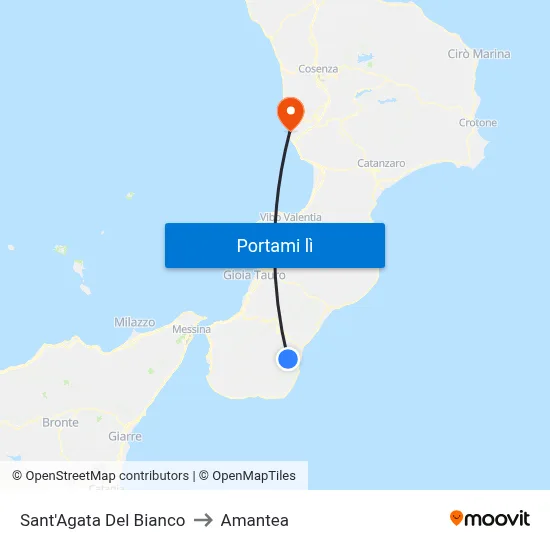 Sant'Agata Del Bianco to Amantea map