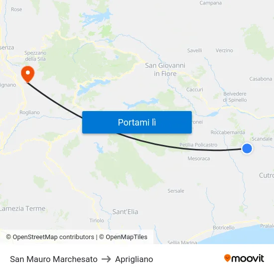 San Mauro Marchesato to Aprigliano map