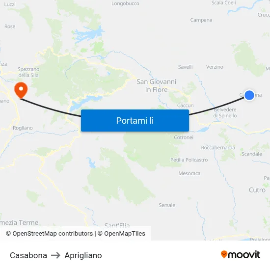 Casabona to Aprigliano map