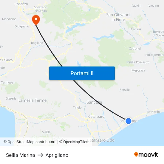 Sellia Marina to Aprigliano map