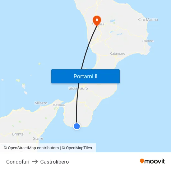 Condofuri to Castrolibero map