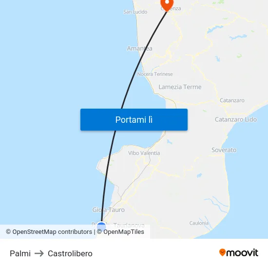 Palmi to Castrolibero map