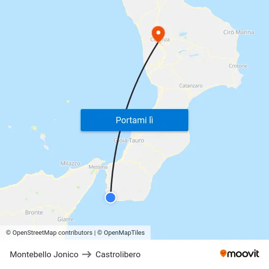 Montebello Jonico to Castrolibero map