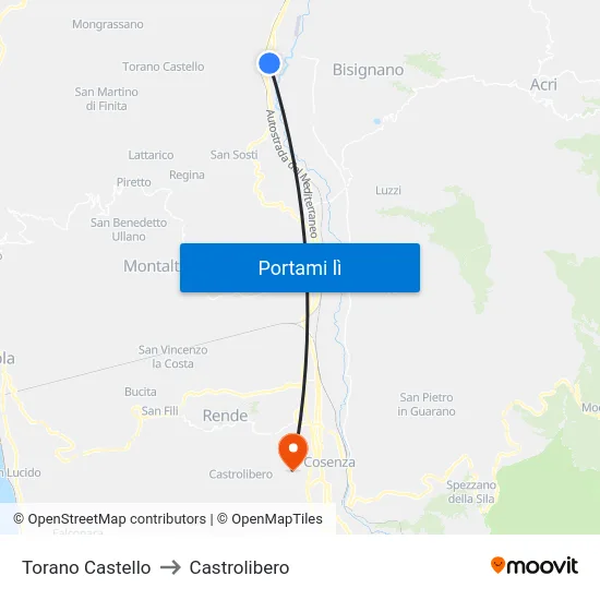 Torano Castello to Castrolibero map