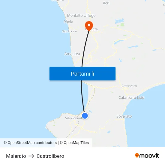 Maierato to Castrolibero map